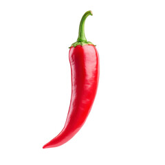 vibrant red chili pepper with glossy surface and green stem, isolated on transparency background, showcasing its fresh and spicy appearance