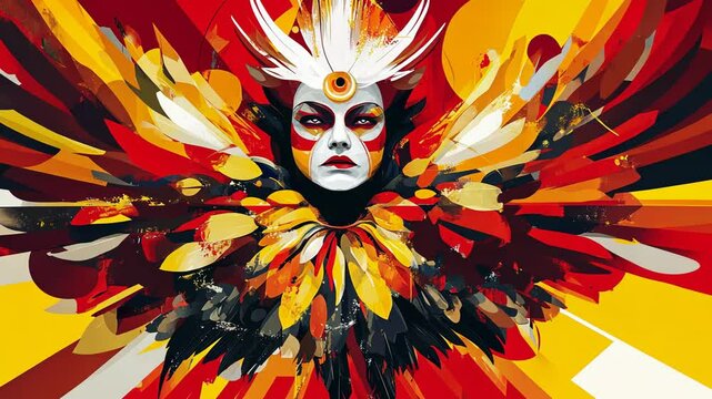 Ancient Shaman Spirit Mask Illustration for Halloween Carnival in Venice