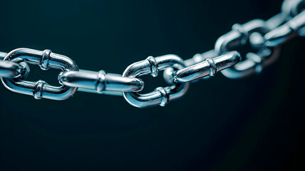 Fototapeta premium Close Up Metal Chain Against Dark Background