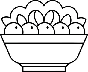 Outline Style Drawing of Bowl Full of Easter Rabbits Heads with Long Ears Decor