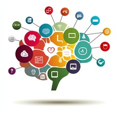 Brain formed from touchpoints on a digital screen, customer experience and UX strategy