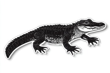 Naklejka premium Alligator illustration, wildlife sticker, white background, reptile design