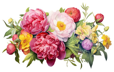 Fototapeta premium PNG Peonies graphics blossom pattern.