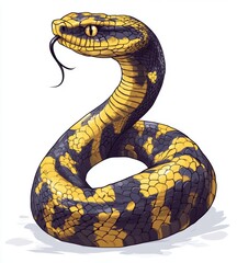 Fototapeta premium Mysterious Serpent: A striking illustration of a serpent with mesmerizing eyes and a forked tongue, a symbol of danger and the enigma of the wild.