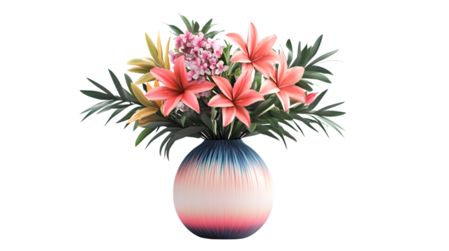 Exquisite Vase of Beautiful Flowers - Isolated on White Background for Creatives