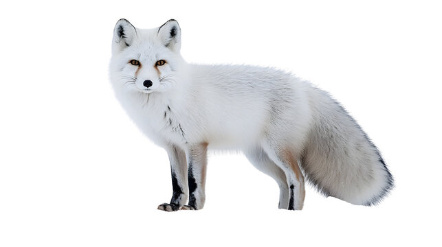 Majestic Arctic Fox Vulpes Lagopus in White Isolation - Professional Wildlife Photography