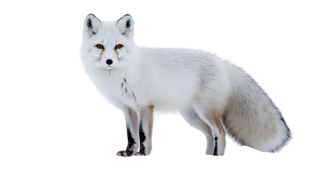 Majestic Arctic Fox Vulpes Lagopus in White Isolation - Professional Wildlife Photography