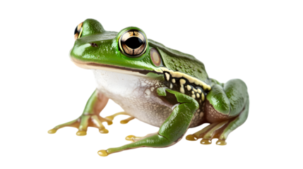 Vibrant Green Frog Isolated on White Background - High-Quality Wildlife Stock Photo