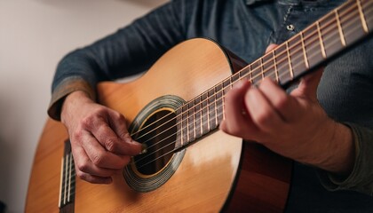 Fingers playing a guitar strings