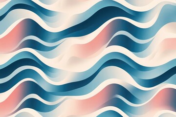 A wavy geometric pattern using curved lines and shapes, with a gradient ocean inspired color palette.