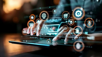 Businessman leverages digital tablet for e commerce management and retail expansion strategies