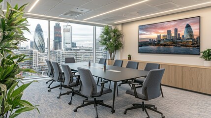 Modern London Meeting Room with City View