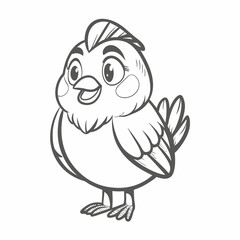 Cute Cartoon Redpoll Bird Outline Illustration