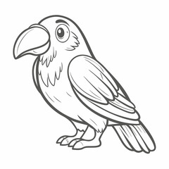 Cute Pine Grosbeak Cartoon Outline Illustration