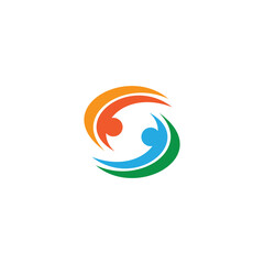 Abstract Colorful Teamwork Icon: Swirling People Symbol