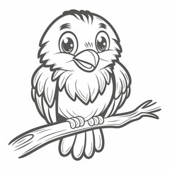 Cute Phoebe Bird Cartoon Vector Illustration