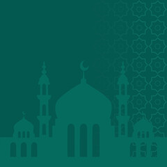 Islamic background with green color and mosque as background.ai