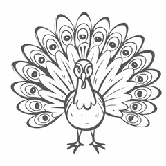 Fototapeta premium Stylized Peafowl Illustration with Open Feathers