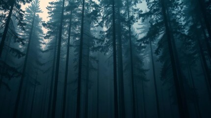 Mystical Forest with Atmospheric Mist