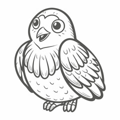 Cute Grouse Bird Outline Illustration