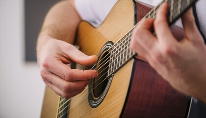 Fototapeta premium Fingers playing a guitar strings