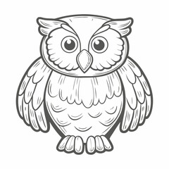 Cute Great Gray Owl Outline Illustration