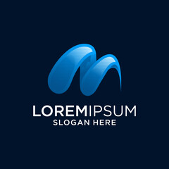 Abstract Blue Wave Logo Design on Dark Background