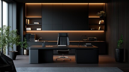 Modern Dark Executive Office Interior