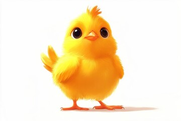 Cute yellow chick, springtime, white background, Easter card
