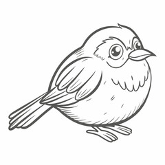 Fototapeta premium Cute Dunnock Bird Line Art Illustration