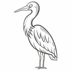 Elegant Egret Line Art Illustration