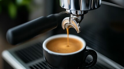 Espresso pouring into cup