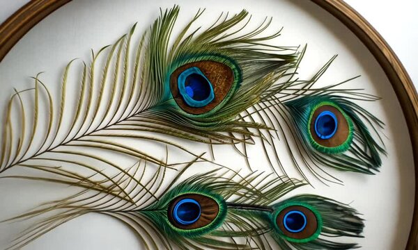 peacock feather on white background