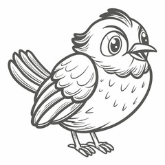 Cute Bluebird Line Art Vector Illustration