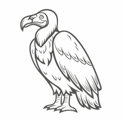 Obraz premium Monochrome Black Vulture Illustration, Vector Graphic