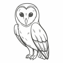 Barn Owl Illustration, Line Art Vector Graphic
