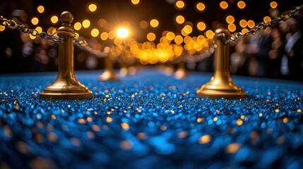 Glamorous blue carpet, gold posts