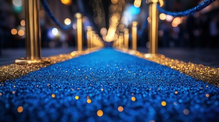Glamorous blue and gold carpet pathway