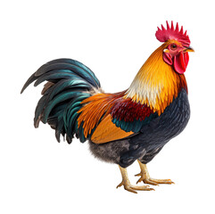 Fototapeta premium Vibrant rooster strutting in the farmyard wildlife isolated on transparent background png