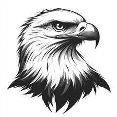 Obraz premium Majestic eagle head profile, monochrome, isolated, white background, logo design