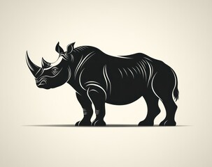 Obraz premium Silhouette Rhino, African Savanna, wildlife design, logo