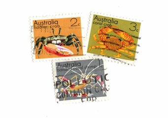 Vintage postage stamps from Australia.