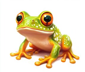 Obraz premium Frog's Playful Gaze: This animated frog exudes a blend of innocence and curiosity with its captivating eyes, a testament to creativity and detail.