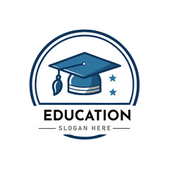 education, education hat, online learning logo design template