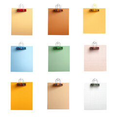 A set of paper notes and pad displaying a practical writing surface for notes and creative thoughts in a simple layout isolated on transparent background..