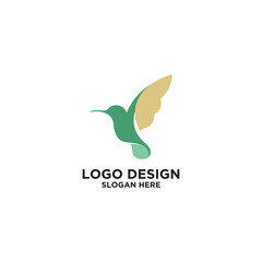 Abstract Green And Yellow Hummingbird Logo Design