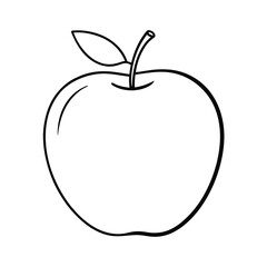 Apple Outline Simple Vector Illustration Fruit Design Education Coloring Book Page