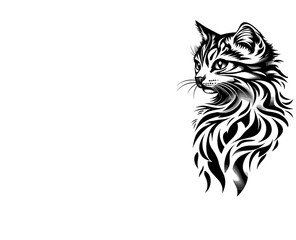 Obraz premium Highly detailed portrait of majestic cat sitting in poised pose isolated on white background with space for text