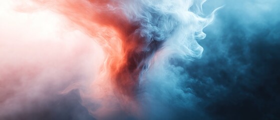 Obraz premium Abstract swirling smoke in blue and red tones