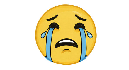 Fototapeta premium Emotional Cartoon Face with Tears Expressing Sadness and Heartfelt Feelings